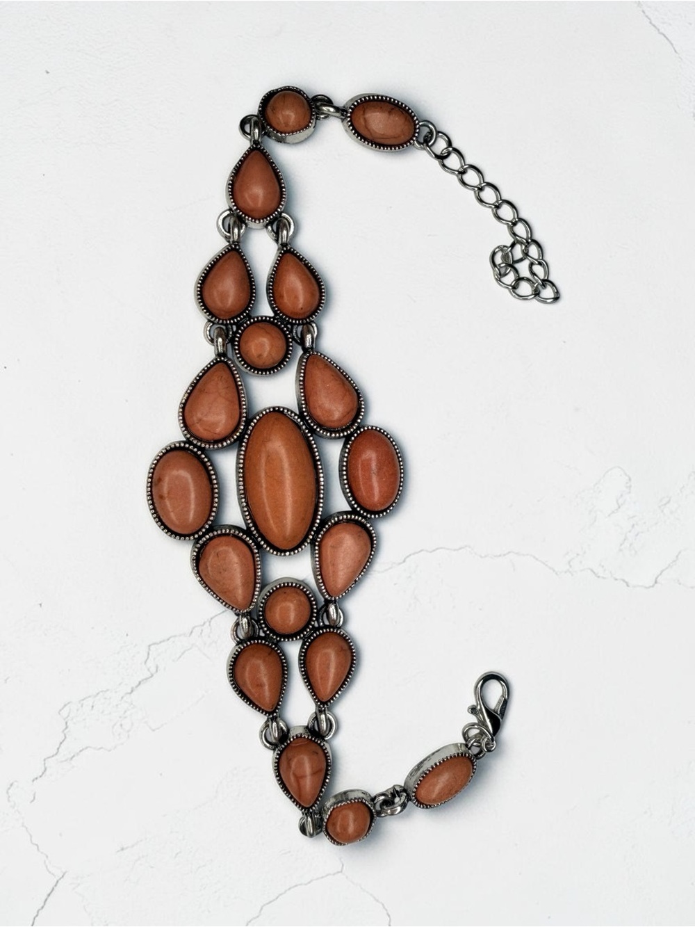 Women’s Statement Bracelet with Terra-Cotta Stones